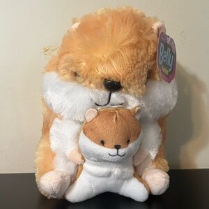 Belly Buddies Tan and White Hamster with Baby Plush Toy